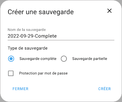 Créer une sauvegarde