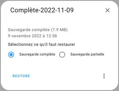 Fichier de sauvegarde