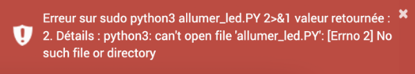 can't open file 'allumer_led.PY': [Errno 2] No such file or directory