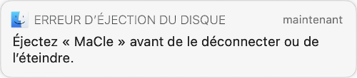 Erreur d'éjection du disque